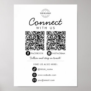 Affiche Connectez-vous aux médias sociaux américains QR Co