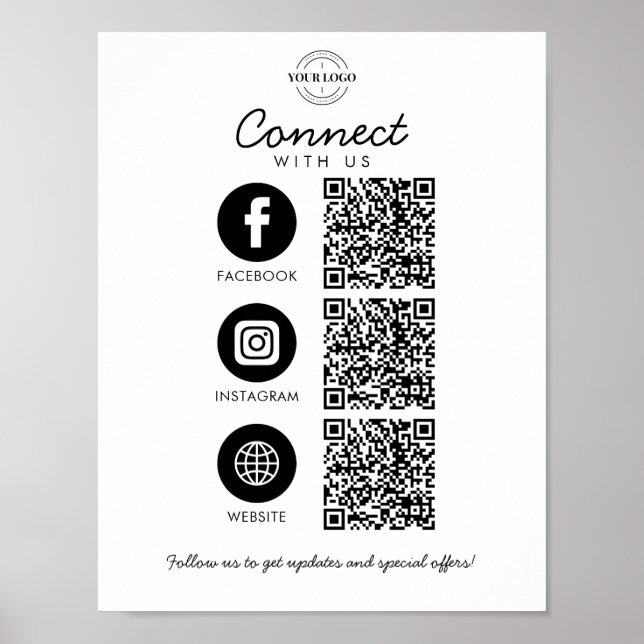 Affiche Connectez-vous avec nous 3 QR Code Website Busines (Devant)