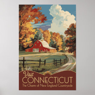 Affiche Connecticut Campagne Voyage Art Vintage