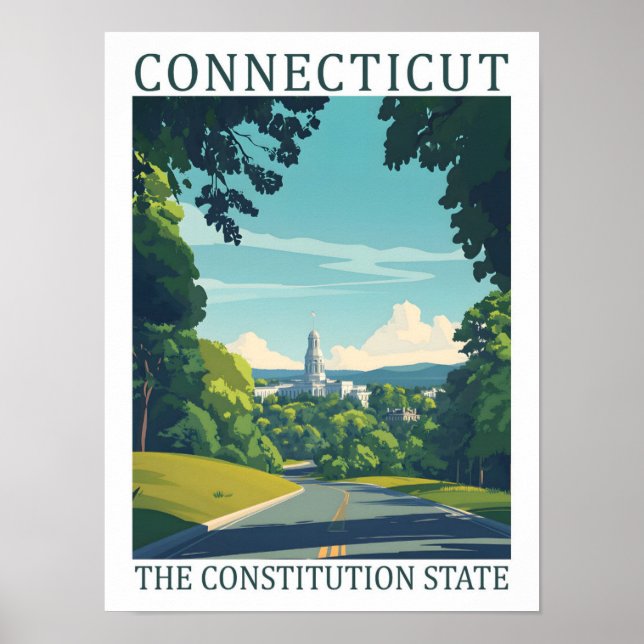 Affiche Connecticut Constitution State Art Travel (Devant)