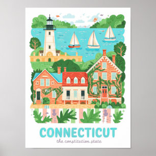 Affiche Connecticut Constitution State USA Travel