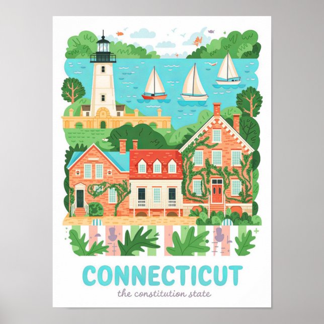 Affiche Connecticut Constitution State USA Travel (Devant)