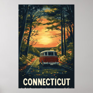 Affiche Connecticut États-Unis Art Vintage Voyage