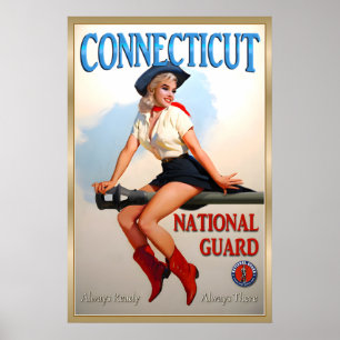Affiche CONNECTICUT Garde Nationale Épinglette Marilyn Mon