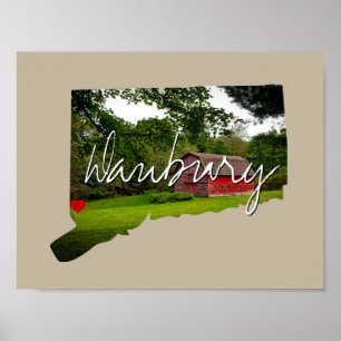 Affiche Connecticut State Photo insert and town name