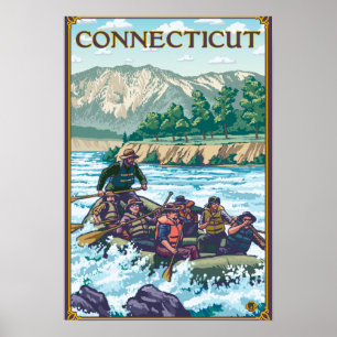 Affiche ConnecticutRiver transportant la scène par radeau