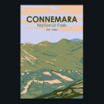 Affiche Connemara National Park Irlande Douze Bens Travel<br><div class="desc">Conception vectorielle du Connemara. Le parc comprend des montagnes,  des tourbières,  des landes,  des prairies et des forêts.</div>