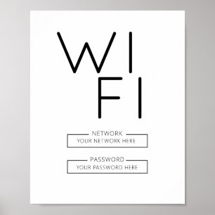 Affiche Connexion de mot de passe WiFi" à la maison, au bu