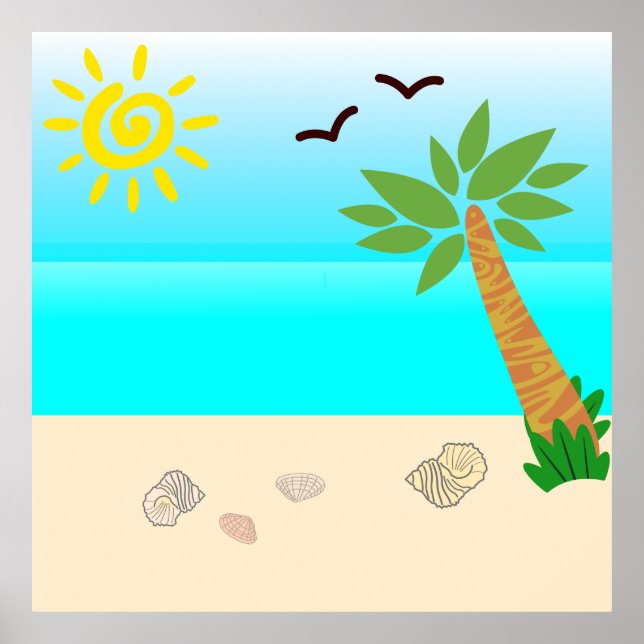 Affiche conque sur l'affiche de la plage (Devant)