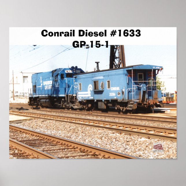 Affiche Conrail Diesel #1633 GP-15-1 et caboose (Devant)
