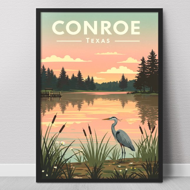 Affiche Conroe Texas vintage (Créateur téléchargé)