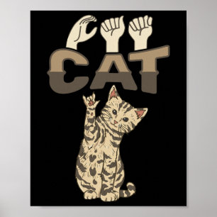 Affiche Conscience de chat ASL geste de la main ILY Perte 