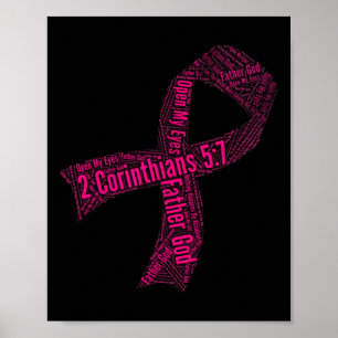 Affiche Conscience du cancer du sein Ruban Bible Verse