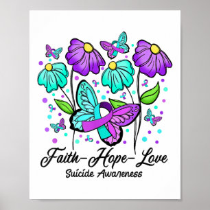 Affiche Conscience Espoir Amour Fleur Papillon Sensibilisa