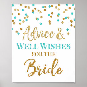 Affiche Conseil bleu de confettis d'or pour le signe de