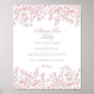 Affiche Conseil Chinoiserie rose pour le jeu Baby shower