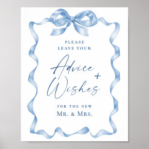 Affiche Conseil et souhaits Mariage de la main bleue tirée
