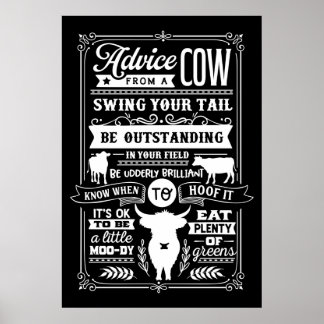 Affiche conseil mignon de l'art de mots de vache Pays
