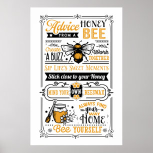 Affiche conseil sur les abeilles miel mignonnes art