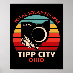 Affiche Conseil vintage Ville Ohio Total Solaire Eclipse 2