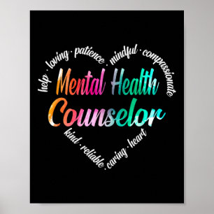Affiche Conseiller en santé mentale Mot de coeur Nuage Wat