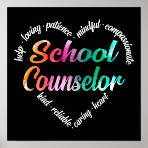 Affiche Conseiller scolaire Mot de coeur Nuage Aquarelle