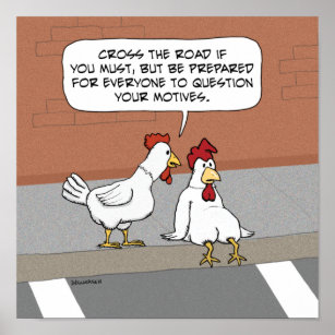 Affiche Conseils amusants sur le poulet à traverser la rou