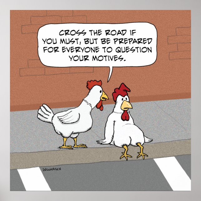 Affiche Conseils amusants sur le poulet à traverser la rou (Devant)