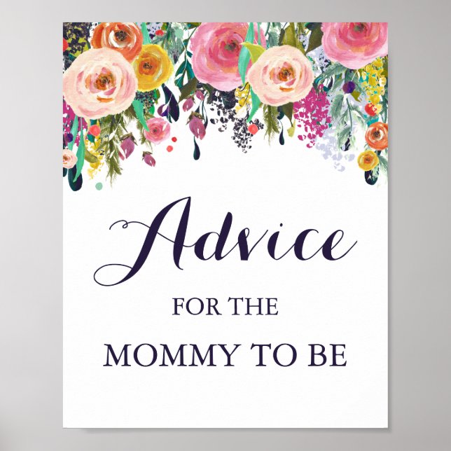 Affiche Conseils de Baby shower de fleurs pour le signe ma (Devant)