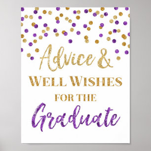Affiche Conseils de Confetti en or pourpre pour le panneau