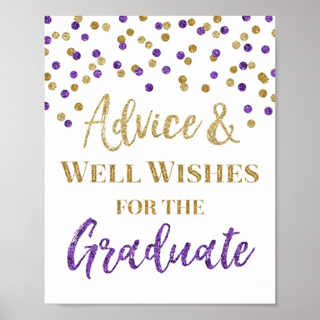 Affiche Conseils de Confetti en or pourpre pour le panneau (Devant)