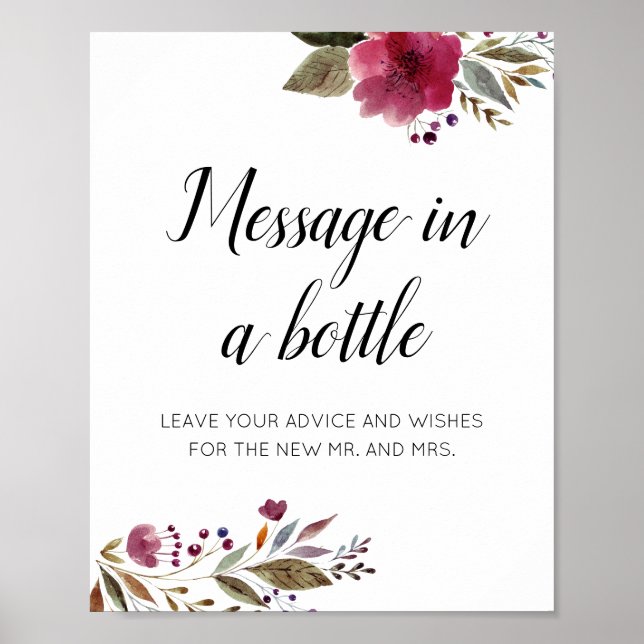 Affiche Conseils de mariage Message dans une bouteille Flo (Devant)