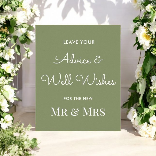 Affiche Conseils de mariage Vœux sages Vert sauge  (Créateur téléchargé)