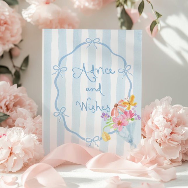 Affiche Conseils et souhaits Coquette Whimsical Bow Blue (Créateur téléchargé)