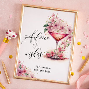 Affiche Conseils et souhaits Pétales et Prosecco rose Flor