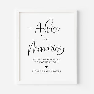 Affiche Conseils et souvenirs Baby shower de Calligraphie