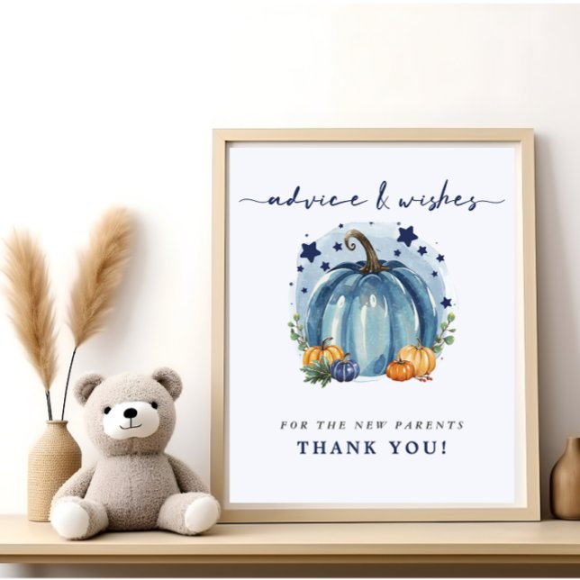 Affiche Conseils et vœux de Baby Shower Blue Pumpkin pour  (Créateur téléchargé)
