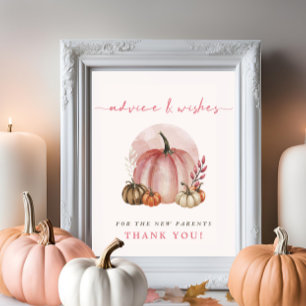 Affiche Conseils et Vœux de Baby Shower Rose Citrouille No