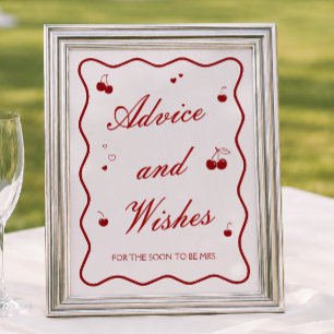 Affiche Conseils et Vœux de Mariage Cerise Bourgogne