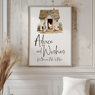 Affiche Conseils et vœux de mariage de poulet de ferme de