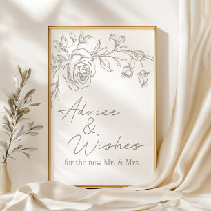 Affiche Conseils et vœux de mariage élégants et vintage sé