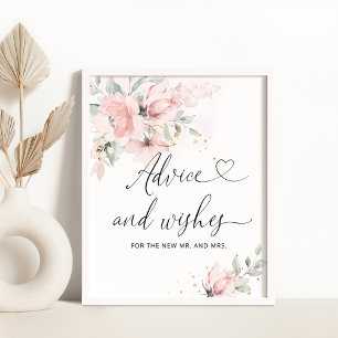 Affiche Conseils et vœux floraux rose poudré pour jeunes m