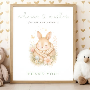 Affiche Conseils et Vœux Lapin Baby Shower Nouveaux Parent