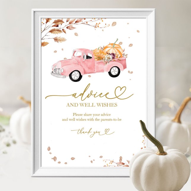 Affiche Conseils et Vœux pour Bébé Fille Truck Fall Pumpki (Créateur téléchargé)