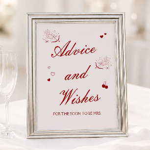 Affiche Conseils et vœux pour une baby shower de mariage e