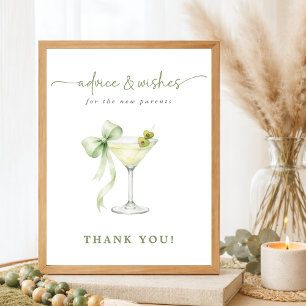 Affiche Conseils et vœux pour une baby shower Martini aux 
