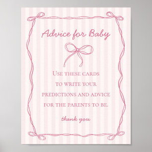 Affiche Conseils pour le jeu de Baby shower Coquette rose