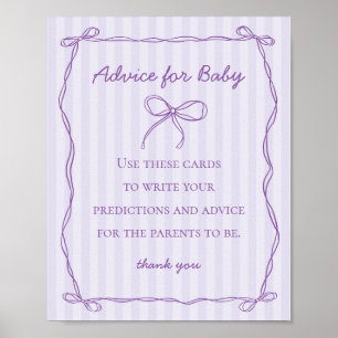 Affiche Conseils pour le jeu de Baby shower de coquette po