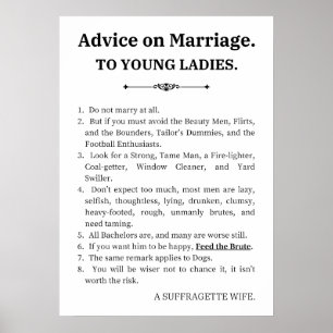 Affiche Conseils Sur Le Mariage À La Jeune Dame Funny fé