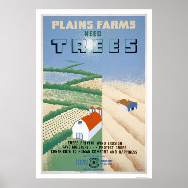 Affiche Conservation des arbres agricoles 1940 WPA (Devant)
